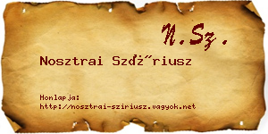 Nosztrai Szíriusz névjegykártya